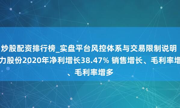 炒股配资排行榜_实盘平台风控体系与交易限制说明 同力股份2020年净利增长38.47% 销售增长、毛利率增多