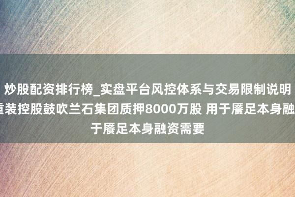 炒股配资排行榜_实盘平台风控体系与交易限制说明 兰石重装控股鼓吹兰石集团质押8000万股 用于餍足本身融资需要
