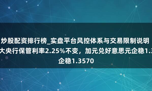 炒股配资排行榜_实盘平台风控体系与交易限制说明 加拿大央行保管利率2.25%不变，加元兑好意思元企稳1.3570