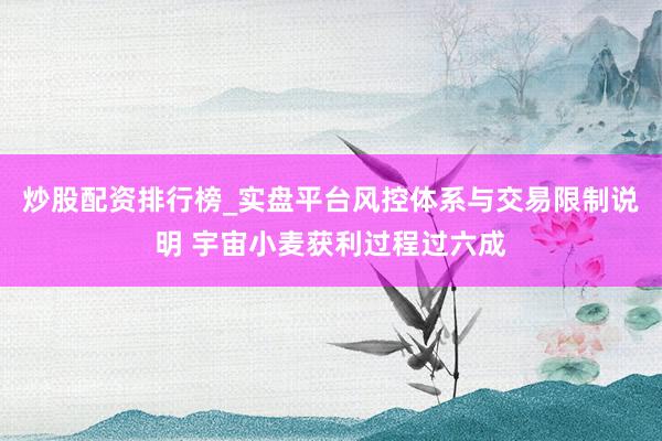 炒股配资排行榜_实盘平台风控体系与交易限制说明 宇宙小麦获利过程过六成