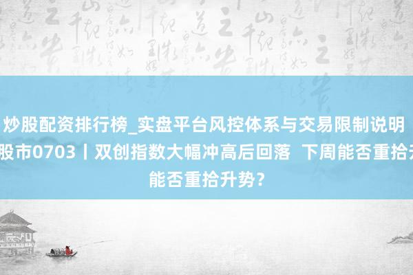 炒股配资排行榜_实盘平台风控体系与交易限制说明 本日股市0703丨双创指数大幅冲高后回落  下周能否重拾升势？